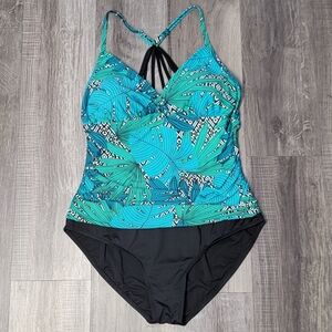 Jantzen Palm Tree Print One Piece Swimsuit